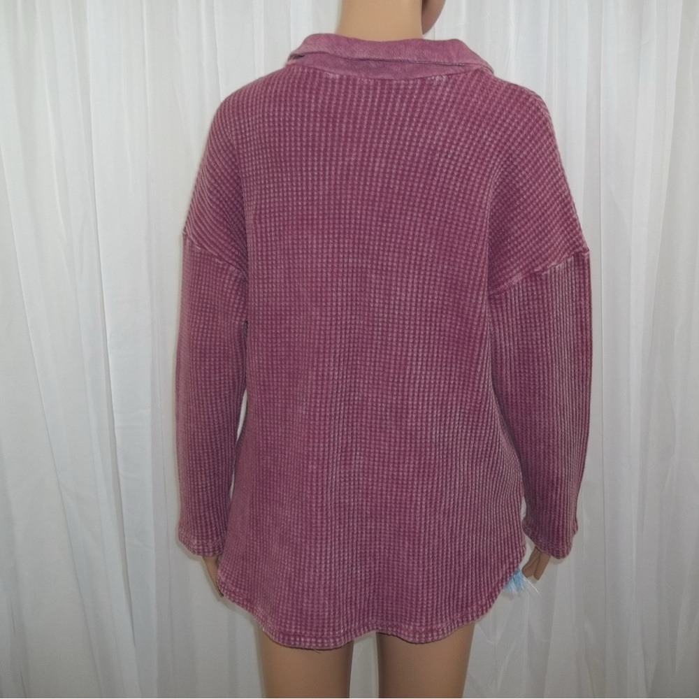 Pink Waffle Button-Up - Picture 2 of 2